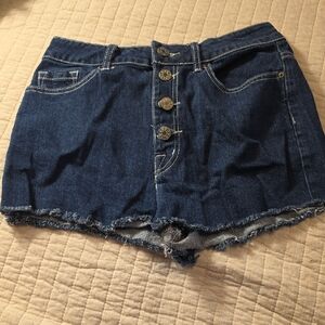 BDG Dark Blue Button-Front Denim Shorts